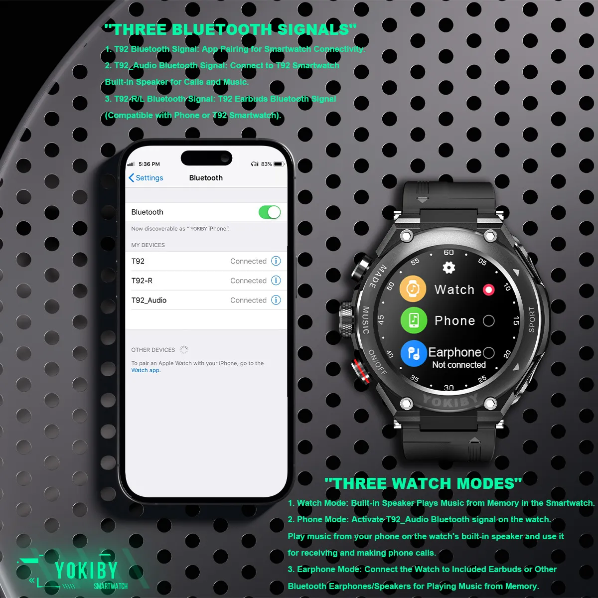 Smart Watch with Wireless Headphones